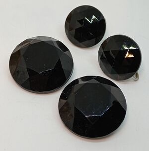 * vintage antique TWO pairs faceted black glass earrings clip on & screwback